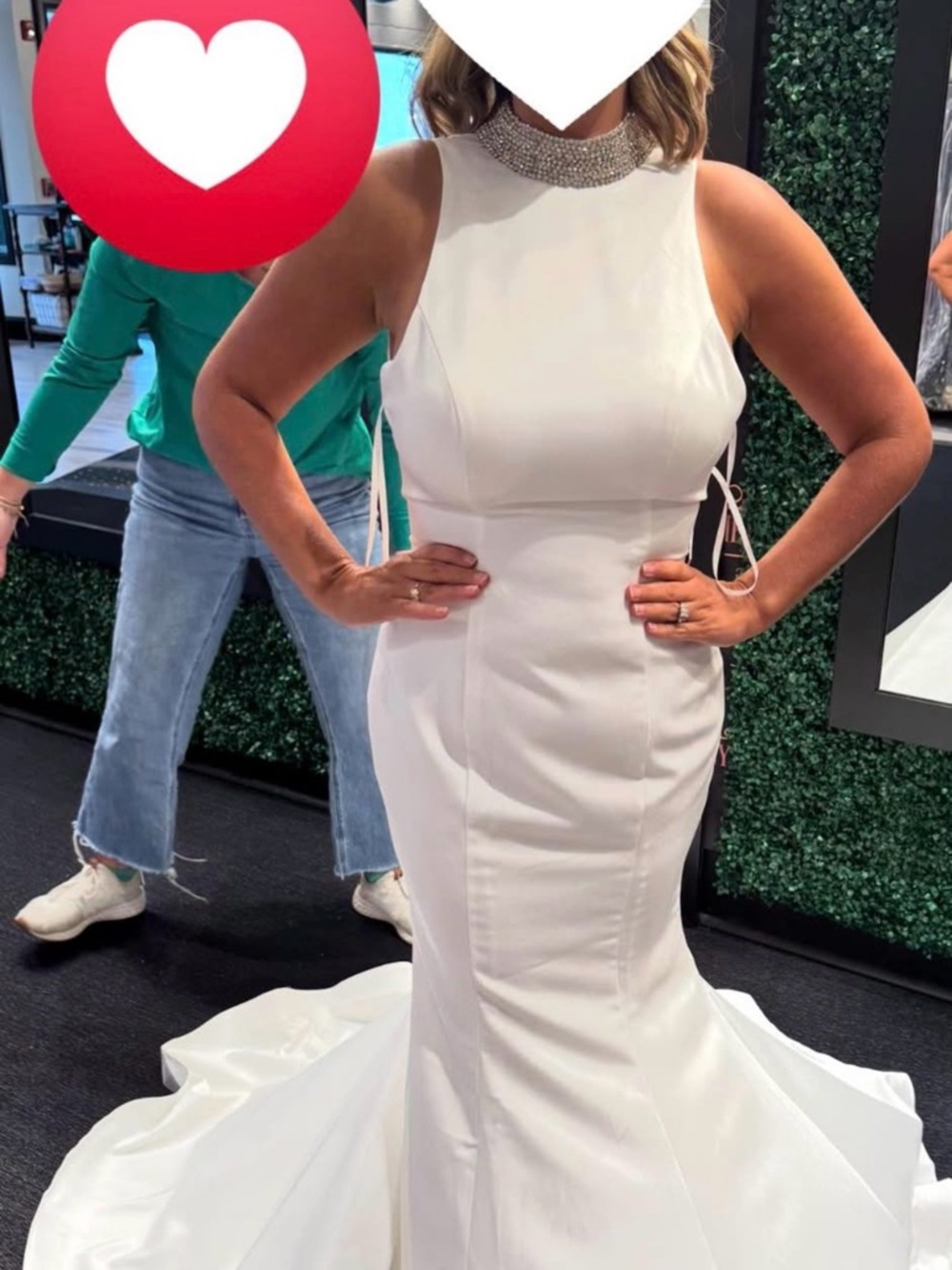 Jovani White Beaded High-Neck Mermaid Wedding Gown